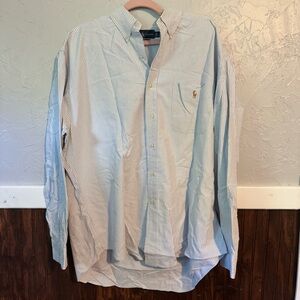 Vintage Ralph Lauren Blue and White Casual Button Down Shirt
